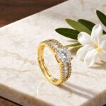 Hayat By Ladli Adjustable Solitaire Crystal Ring – 18K Gold Plated