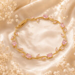Hayat By Ladli Pink Tulip Crystal Bracelet – 18K Gold Plated