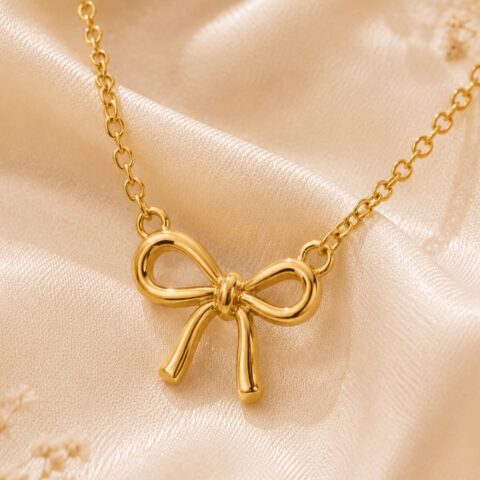 Hayat By Ladli Gold Bow Necklace – 18K Gold Plated