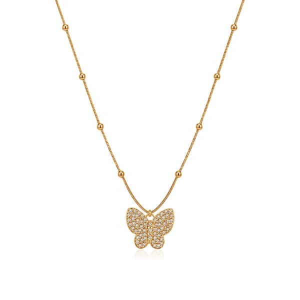 Hayat By Ladli Crystal Butterfly Necklace – 18K Gold Plated