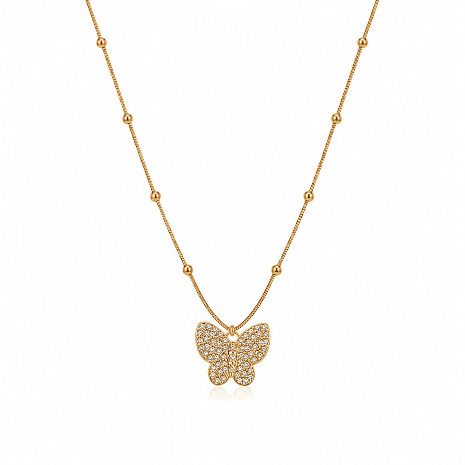 Hayat By Ladli Crystal Butterfly Necklace – 18K Gold Plated - Image 3