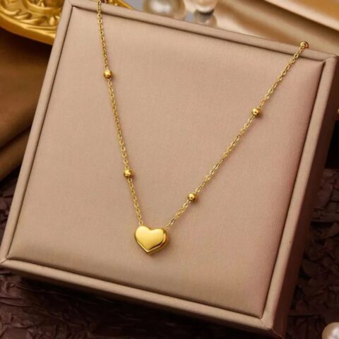 Hayat By Ladli Golden Heart Necklace – 18K Gold Plated