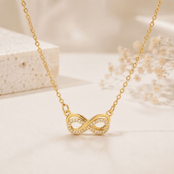 Hayat By Ladli Infinity Crystal Necklace – 18K Gold Plated