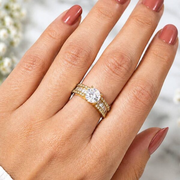 Hayat By Ladli Adjustable Solitaire Crystal Ring – 18K Gold Plated