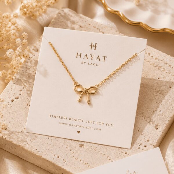Hayat By Ladli Gold Bow Necklace – 18K Gold Plated