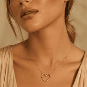 Hayat By Ladli Minimalist Open Heart Pendant Necklace – 18K Gold Plated
