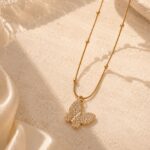 Hayat By Ladli Crystal Butterfly Necklace – 18K Gold Plated