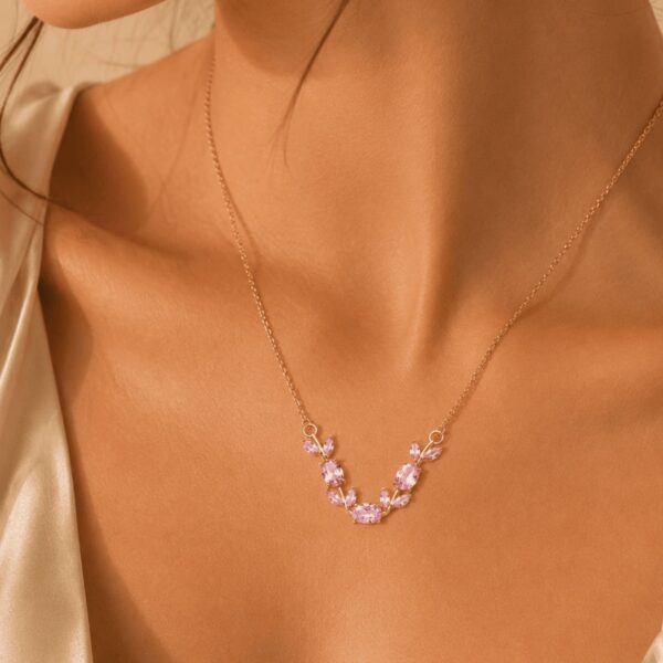 Hayat By Ladli Pink Crystal Vine Pendant Necklace – 18K Gold Plated