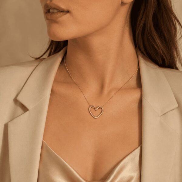 Hayat By Ladli Minimalist Open Heart Pendant Necklace – 18K Gold Plated