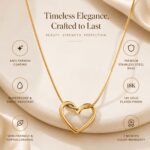 Hayat By Ladli Minimalist Open Heart Pendant Necklace – 18K Gold Plated