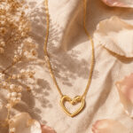 Hayat By Ladli Minimalist Open Heart Pendant Necklace – 18K Gold Plated
